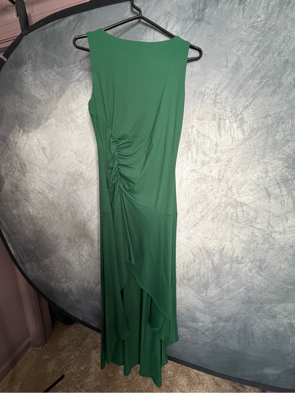 Susana Monaco Emerald Green High-Low Ruched Evening Dress